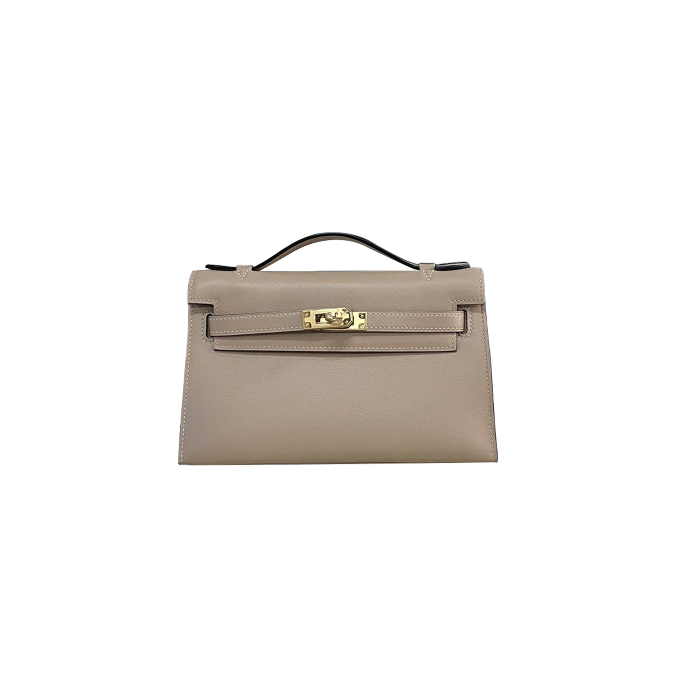 HERMÈS KELLY GENERATION 22CM ORIGINAL IMPORTED SWIFT LEATHER WINDBREAKER GRAY GOLD AND SILVER BUCKLE (22*14*7cm)